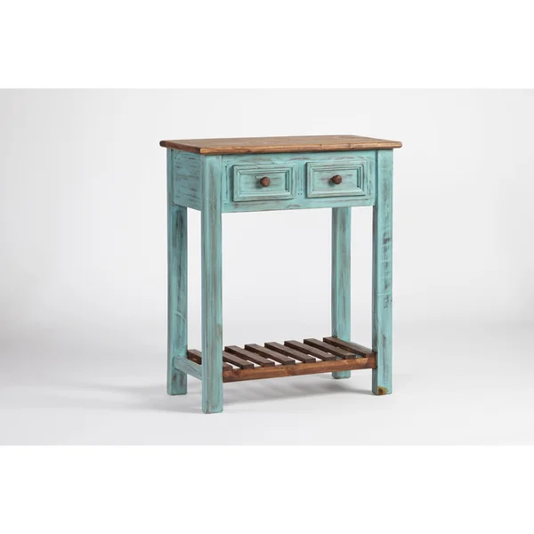 Progressive Furniture A521-73T Holland Console in Distressed Turquoise and Pine