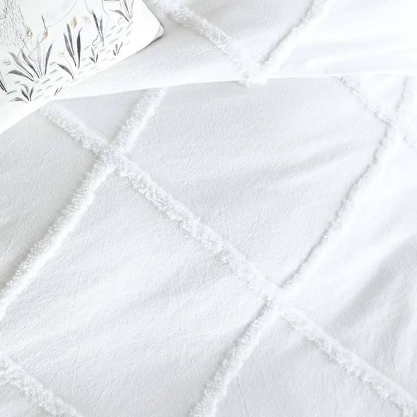 Peri Home Chenille Lattice Duvet Cover White King