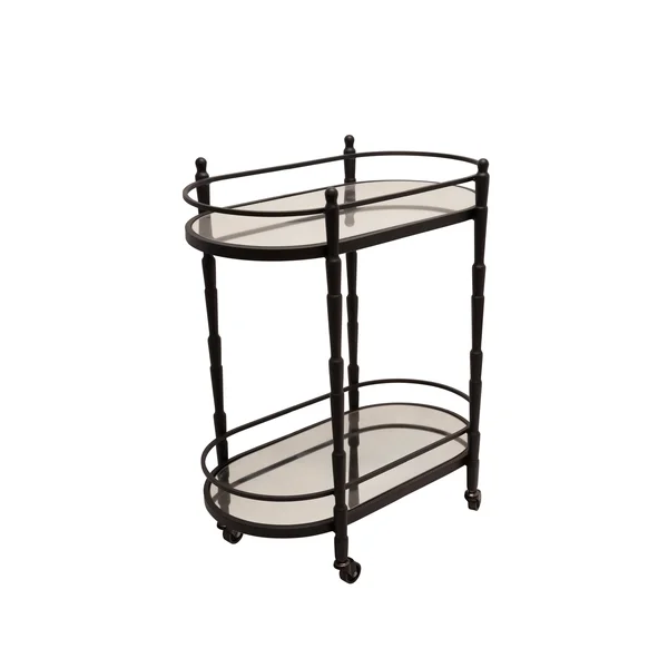 Sagebrook Home Metal 28x22 2 Tier Oval Bar Cart, Black