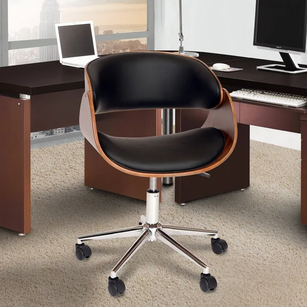 Julian Modern Chair Black Walnut Veneer Back Chrome Armen Living