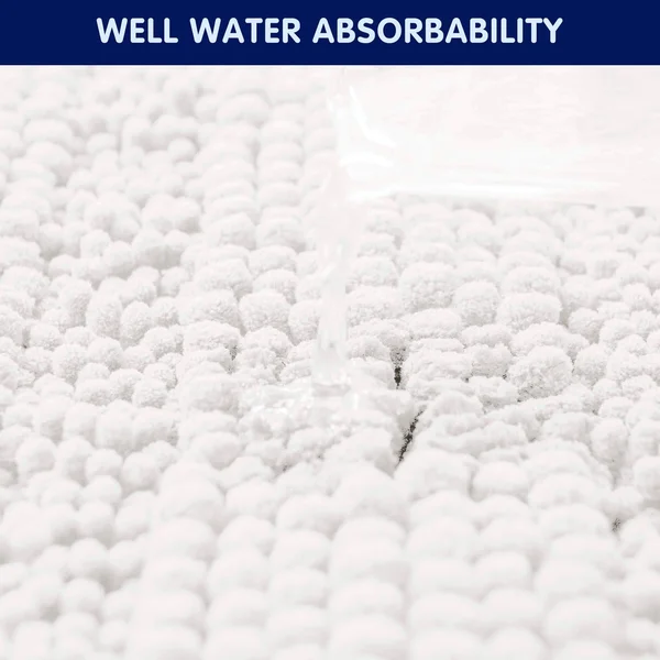 Subrtex Non-Slip Bathroom Rugs Chenille Soft Striped Plush Bath Mat - 18x22x48x22 - Grey