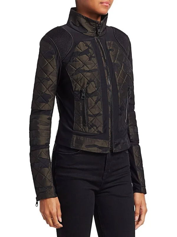 Women's Blanc Noir Camo Mesh Moto Jacket