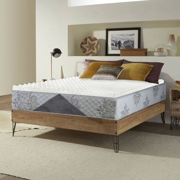 ONATAN High Density Convoluted Egg Shell Breathable Foam Topper, Adds Comfort to Mattress - King - 1 inch