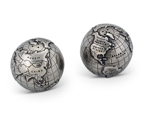 Vagabond House Medici Pewter World Globe Salt and Pepper Set
