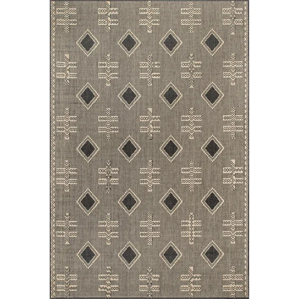 nuLOOM Dana Aztec Emblem Beige 6 ft. 7 in. x 9 ft. Indoor/Outdoor Area Rug