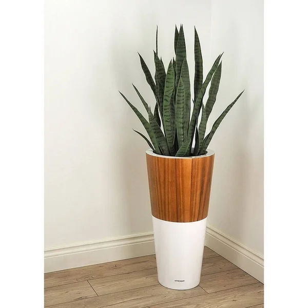Le Present Lux Natura 36-Inch Fiberglass/Wood Pot - Black