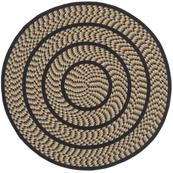 Safavieh Braided Beige/Black 4 ft. x 4 ft. Round Area Rug