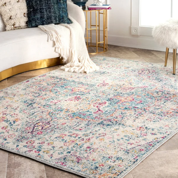 nuLOOM Traditional Vintage Floral Medallion Richelle Area Rug - 6& 7x22 x 9& - Blue