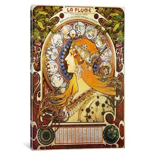 iCanvas Zodiac (1896) Gallery Wrapped Canvas Art Print by Alphonse Mucha