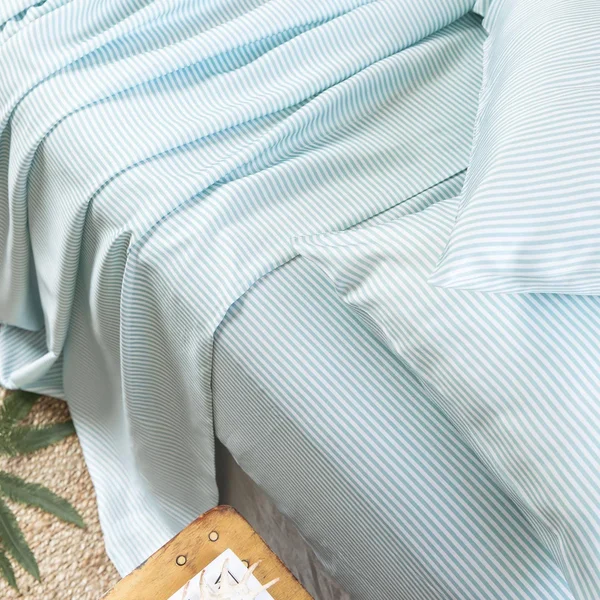 Ettitude Signature Sateen Fitted Sheet - Starlight Blue Stripes