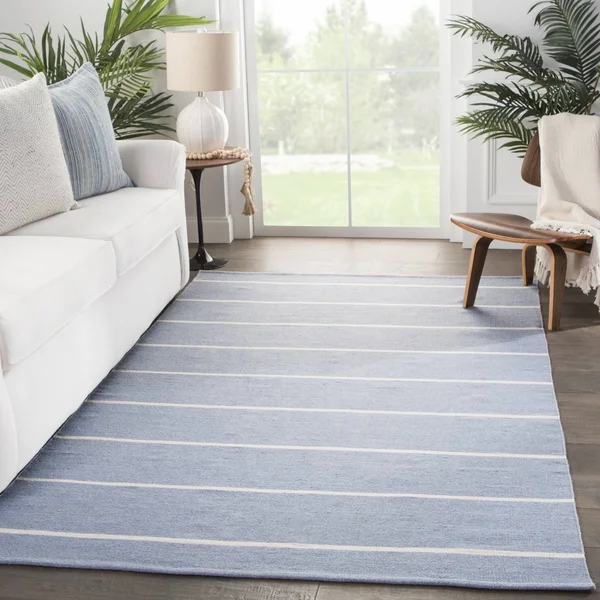 Lowe&s Sundry 9 x 12 Blue/Ivory Indoor/Outdoor Stripe Coastal Handcrafted Area Rug, BRG143127