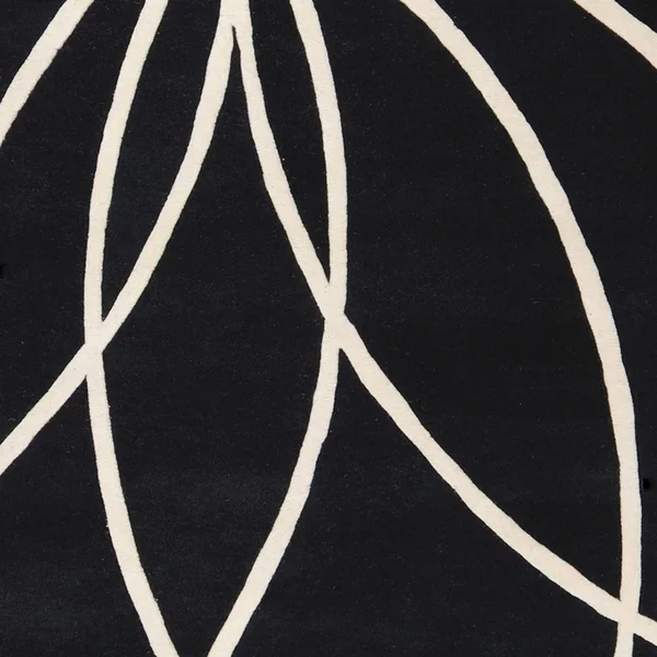Hand-Tufted Contemporary Black/White Mayflower Wool Abstract Area Rug (6& Square)