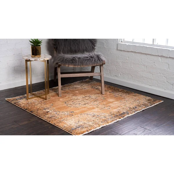 Unique Loom Dorchester 4& Square Area Rug in Light Brown