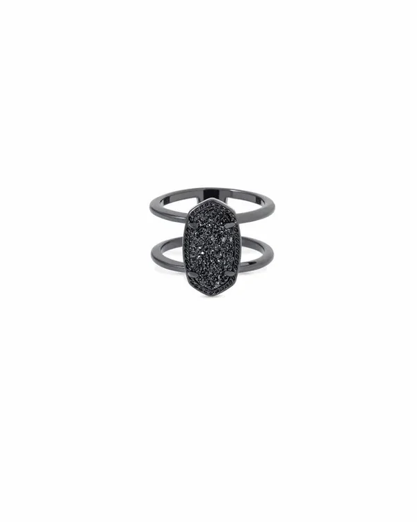 Kendra Scott Elyse Gunmetal Ring in Black Drusy