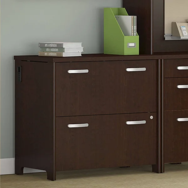 Bush Envoy 32 in 2-Drawer Lateral File Cabinet Mocha Cherry