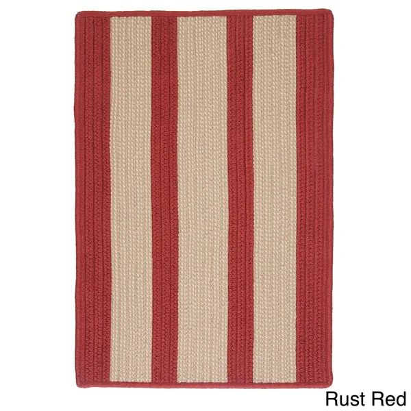 Light House Natural Stripe Reversible Outdoor Rug - 8& x 10& - Olive