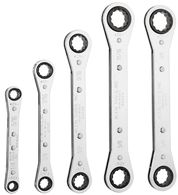 Klein Tools 68221 5 Piece Ratcheting Box Wrench Set
