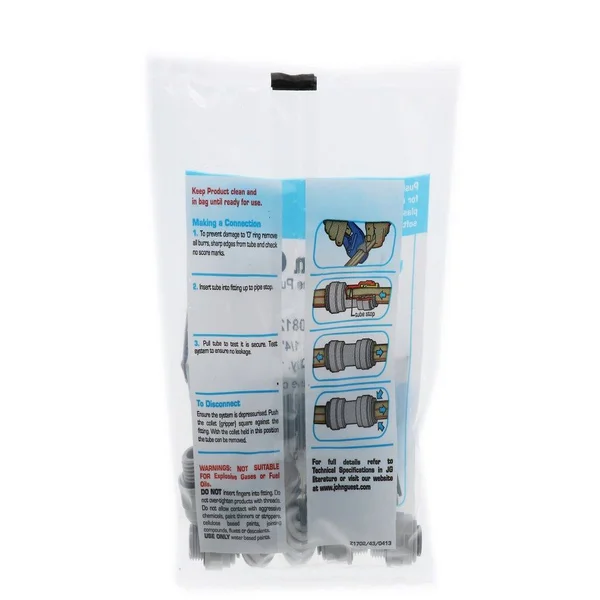 John Guest PI010812S-10PK Adapter, 1/4 in Tube Od, pk10