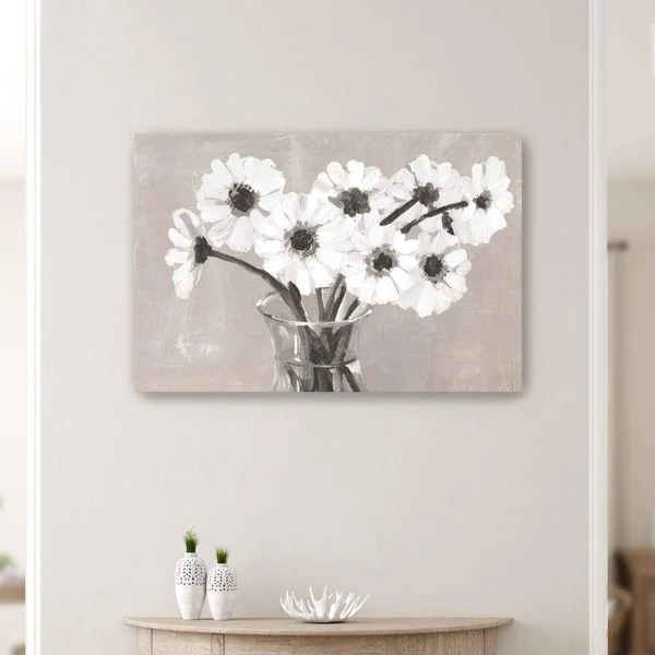 Greige Floral Canvas Giclee L