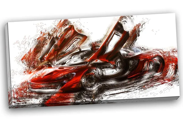 Design Art Burnt Red Sports Car, 32 inch x 16 inch