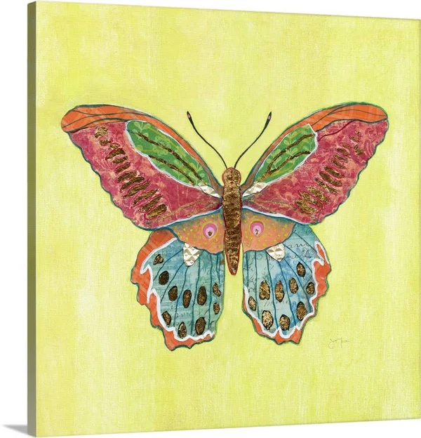 Butterfly on Green - Canvas Wall Art, 16x16, Great Big Canvas