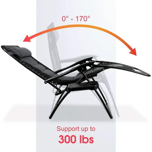 Captiva Designs Set of 2 Padded Zero Gravity Chair - Grey - Gray