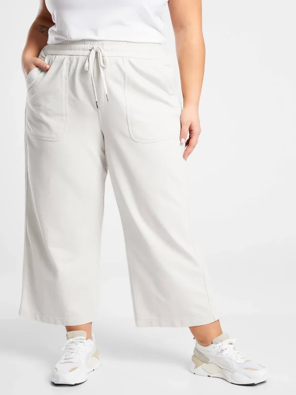 Athleta Women's Farallon Heathered Wide Leg Crop Oatmeal Heather Size 16