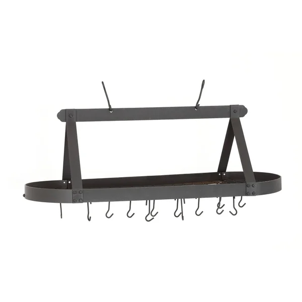 Old Dutch Oiled Bronze Oval Hanging Pot Rack with Grid & 24 Hooks