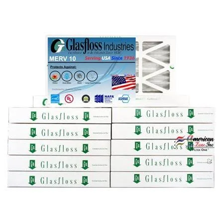 Glasfloss Air Filter 10x30x2 - 2 inch MERV 10 - (Pack of 12) - Pleated AC or HVAC Air Filter - Furnace Air Filter - Home or Offi