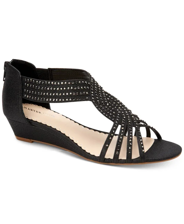 Charter Club Womens Gini Open Toe Casual Strappy Sandals - Black