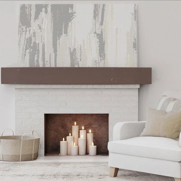 Ekena Millwork MANUKP08X12X48AE 8x22H x 12x22D x 48x22W Knotty Pine Faux Wood Fireplace Mantel, Aged Pecan