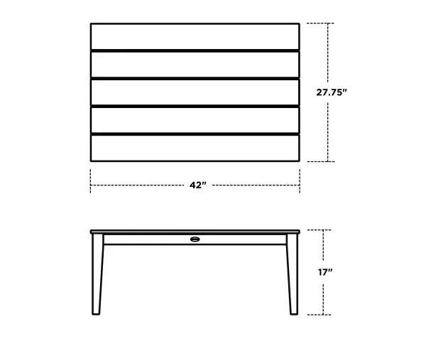 POLYWOOD Newport 28x22 x 42x22 Coffee Table - White, 42" x 17" x 27.38"