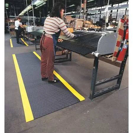 Notrax 415S0038BY Antifatigue Mat, Black, YllwBrdr, 3ft.x8ft.