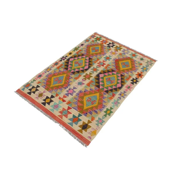Geometric Kilim Marcellu Beige Gold Hand Woven Area Rugs
