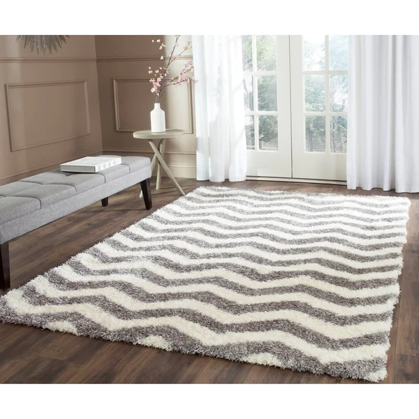 Safavieh Montreal Shag SGM846B 5&3x22 x 7&6x22 Ivory, Grey Area Rug