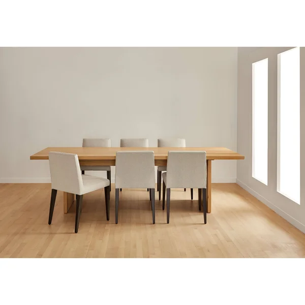 Room & Board - Modern Ava Side Chair in Gino Oatmeal w/ Charcoall Legs Brown White - Fade-resistant Fabric