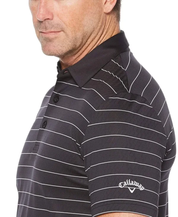 Callaway Men's Ventilated Stripe Golf Polo - Small, Black