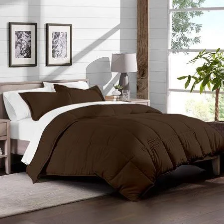 Bare Home 8-Piece Bed-in-a-Bag - Split King (comforter Set: Cocoa, Sheet Set: White)