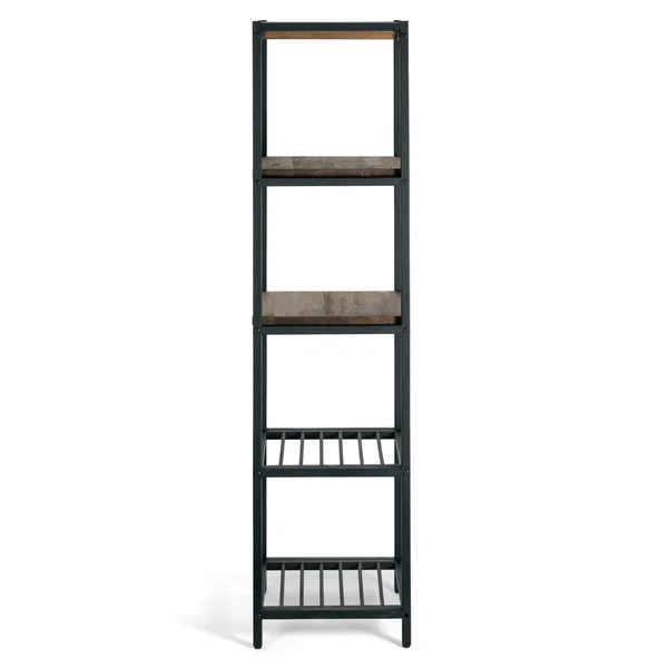 Glamour Home Ailis 57x22 Pine Wood Metal Frame Etagere Bookcase Shelf Media Center - Brown