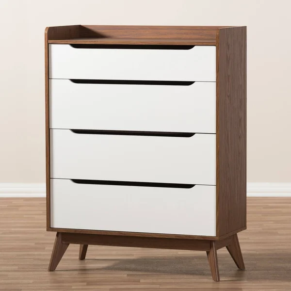 Baxton Studio 4-Drawer Storage Chest - White/Walnut