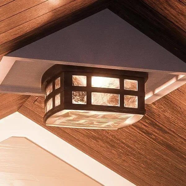 Luxury Craftsman Outdoor Ceiling Light, Small Size: 5.75x22H x 12x22W, with Tudor Style Elements, highly-detailed Design, Oil Ru