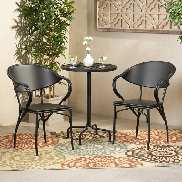 Palm Desert 3PC Iron Modern Bistro Set Crackle Green - Christopher Knight Home
