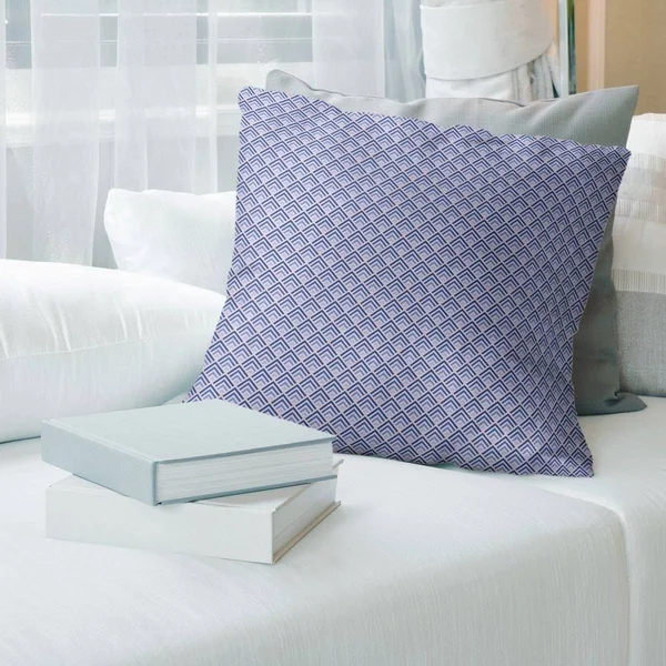 Classic Geometric Ombre Pattern Throw Pillow - 18 x 18 - Pink & Blue - Cotton