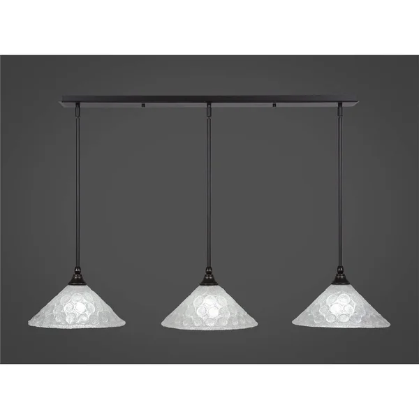 Toltec Lighting 36-DG-441 3 Light Mini Pendant in Dark Granite with 12 inch Italian Bubble Glass Shade