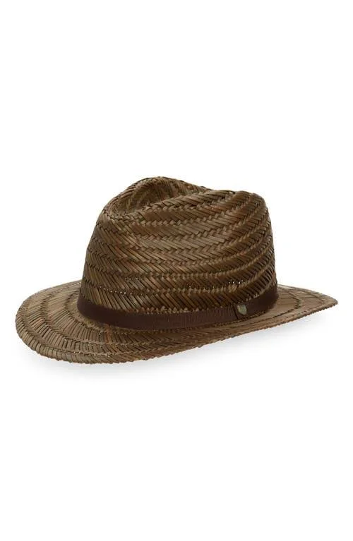 Brixton Messer Straw Fedora, Size Small in Toffee at Nordstrom