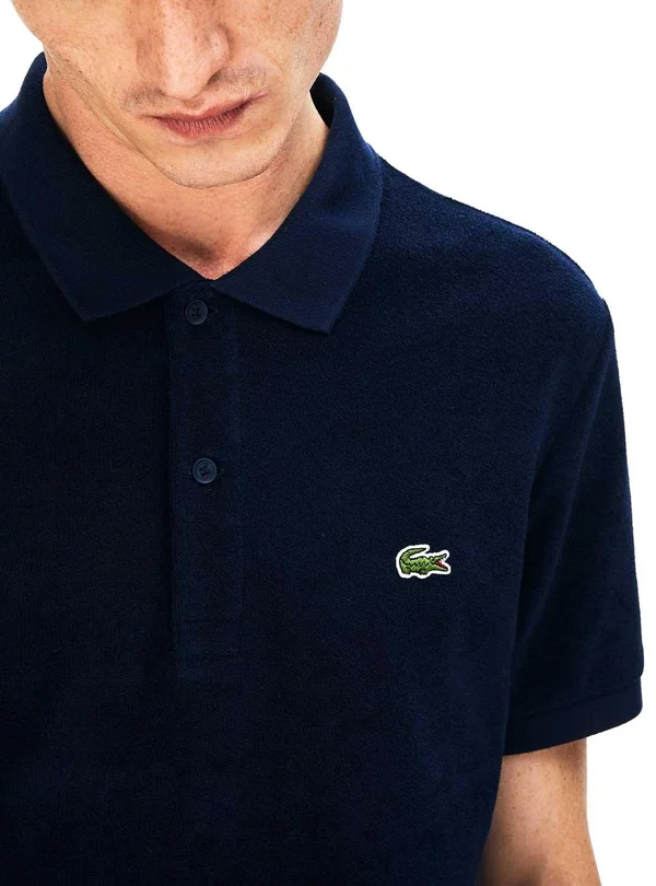 Lacoste Cotton Fleece Blend Regular Fit Polo Shirt, Navy| PH5474-166
