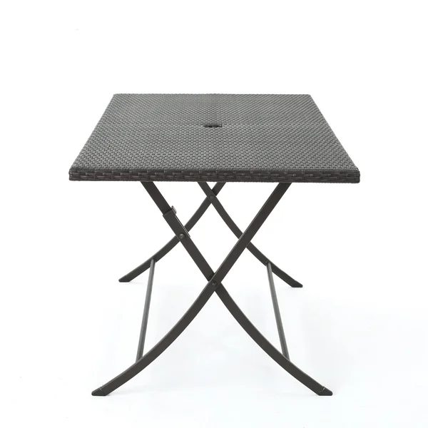 Christopher Knight Home Riad Outdoor Wicker Rectangular Foldable Dining Table with Unbrella Holeby Multi-Brown
