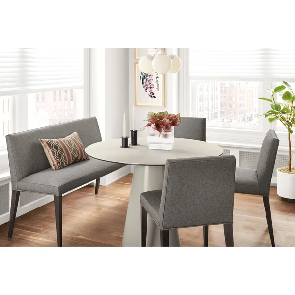 Room & Board - Modern Ava Side Chair in Gino Oatmeal w/ Charcoall Legs Brown White - Fade-resistant Fabric