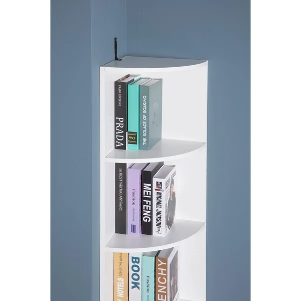 Basicwise Wall Corner 4 Tier Shelves Bookcase - Black