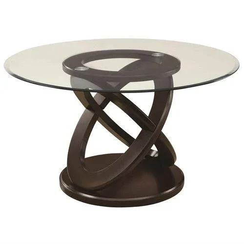 Monarch Specialties Olympic Ring Style Round Dining Table with Tempered Glass, Dark Espresso